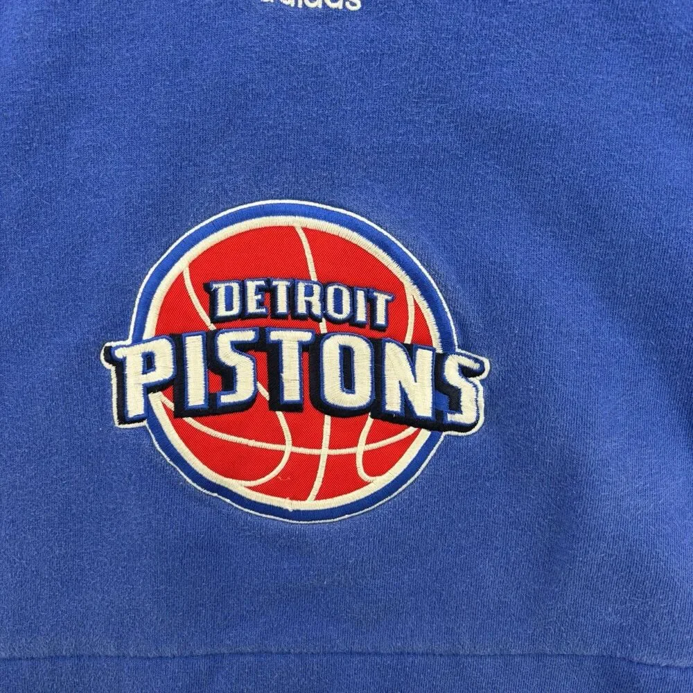 Vintage Y2K Adidas Detroit Pistons NBA Hoodie Mens M Blue Red Embroidered